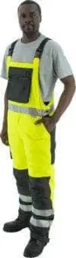 MAJESTIC- Insulated, Hi-Viz, Bib Coverall, Black Knee Patch