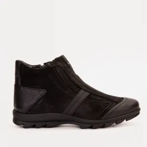 The Montreal Suede Black Leather Casual Zip-Up Ankle Men Boot