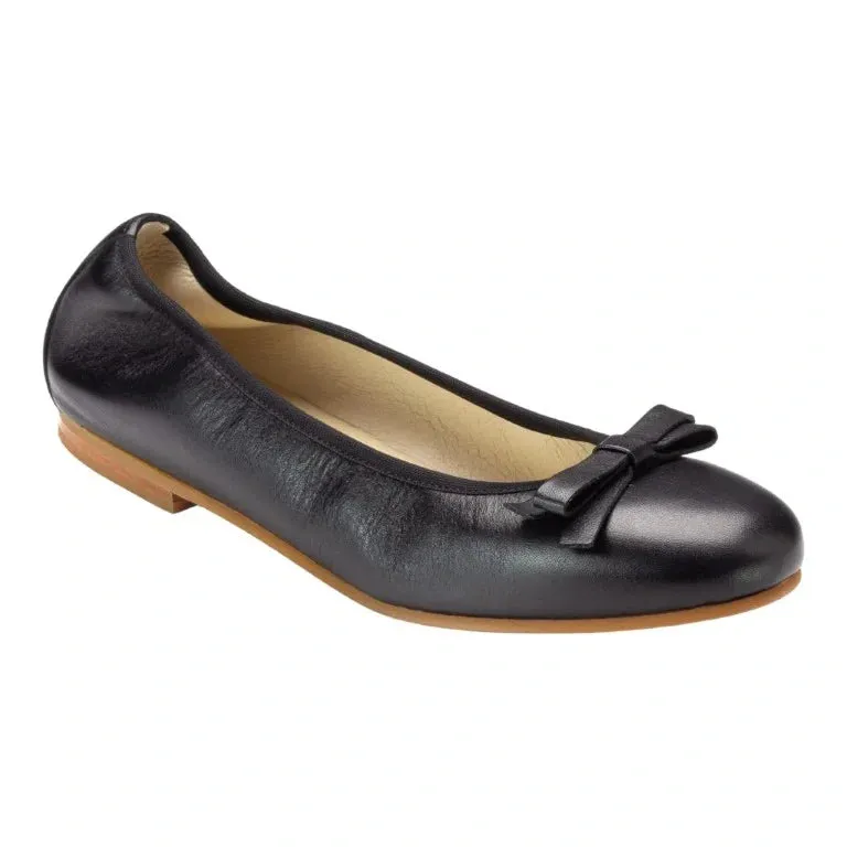 1569 - Black Soft Leather Flats for Girl by London Kids