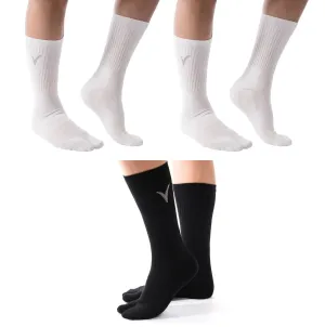 3 Pairs V-Toe Thicker 2 White, 1 Black Flip-Flop Tabi Big Toe Crew Socks Comfortable Stylish For Men And Women Fun Socks