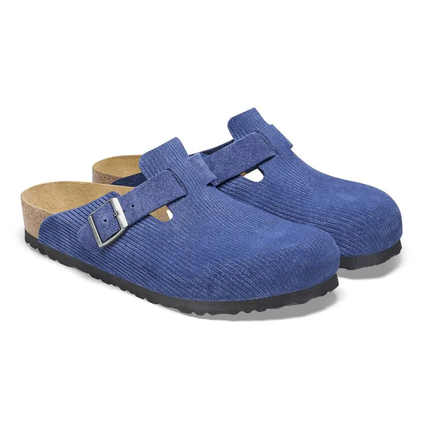 BIRKENSTOCK Women's Boston Suede Embossed (Indigo Blue - Narrow Fit)