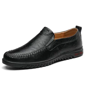 Brand Men Genuine Leather Shoes Luxury Casual Shoes Soft Men Loafers Breathable Slip On Driving Men Shoes Plus Size 47