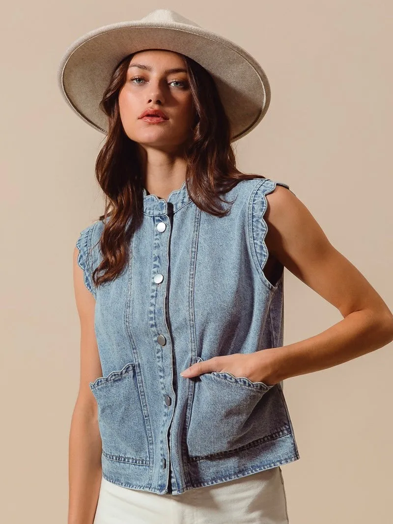 Button Up Denim Vest