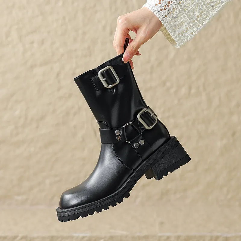 CrocLuxe Chic Mid-Calf Square Heel Boots