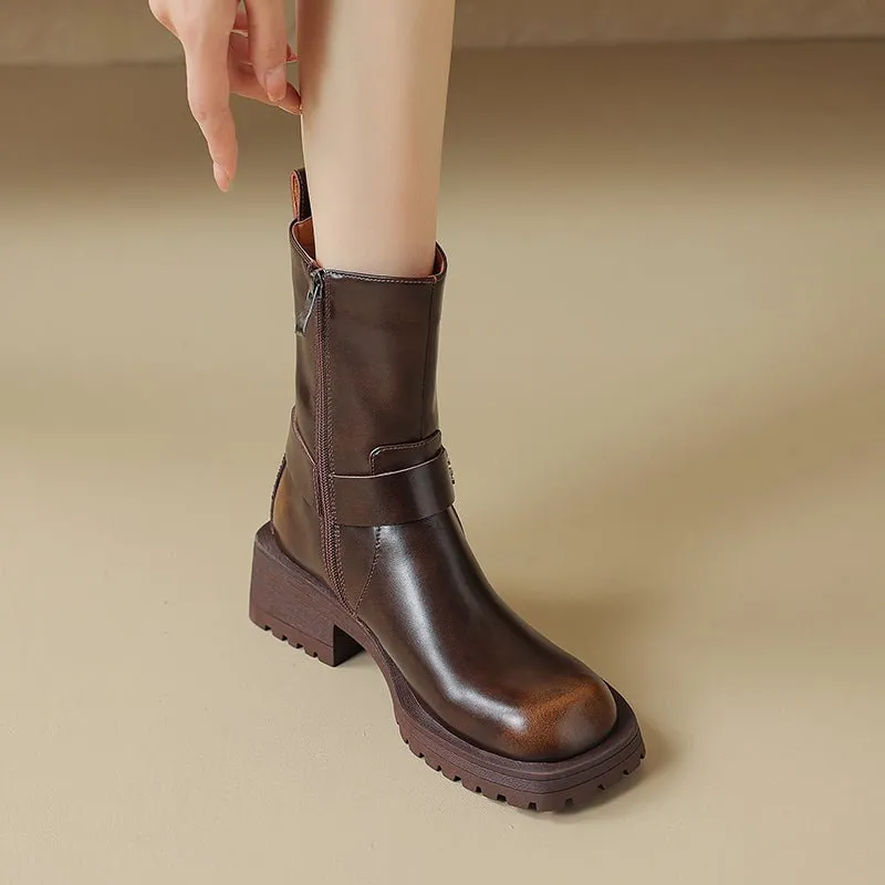 CrocLuxe Chic Mid-Calf Square Heel Boots