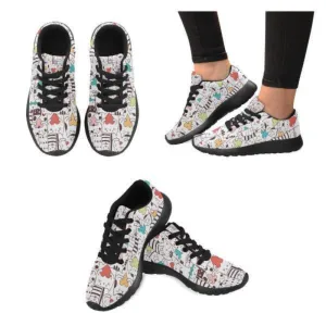 Cute Cat Women's Sneakers White EVA Sole Lightweight Cat Sneakers