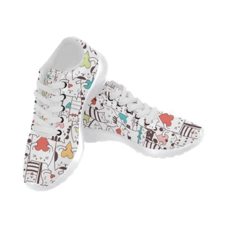 Cute Cat Women's Sneakers White EVA Sole Lightweight Cat Sneakers