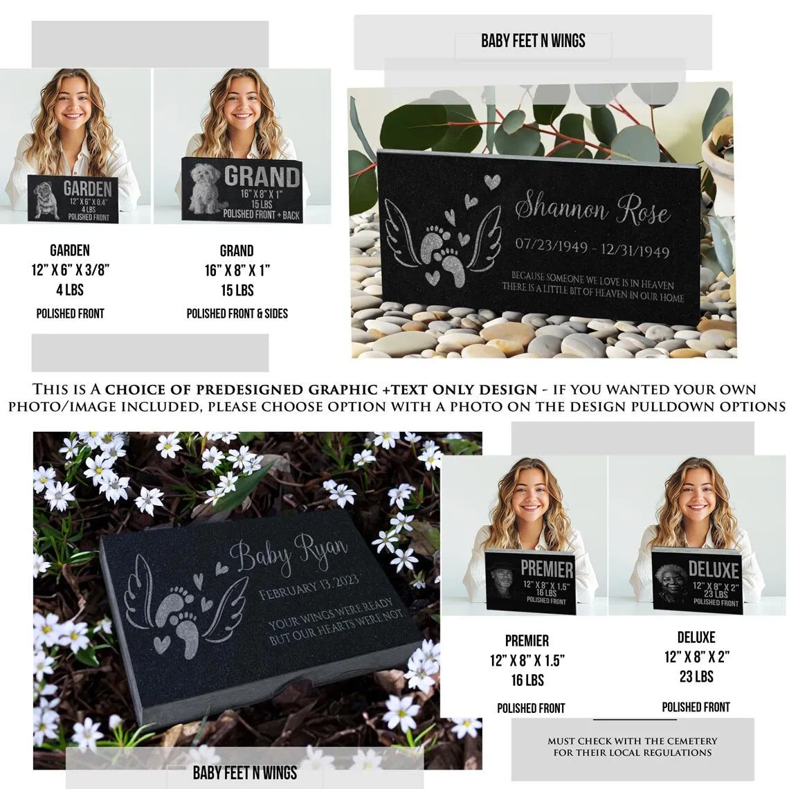 Granite Baby Headstone: Stillborn Pregnancy Loss Keepsake | Baby Footprints Memorial | Sympathy Gifts For Mom | In the Arms of Jesus