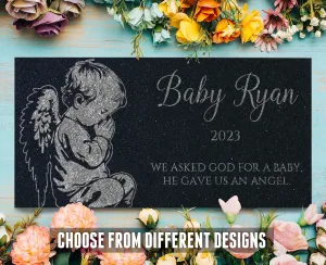 Granite Baby Headstone: Stillborn Pregnancy Loss Keepsake | Baby Footprints Memorial | Sympathy Gifts For Mom | In the Arms of Jesus