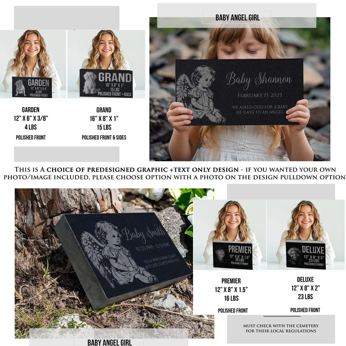 Granite Baby Headstone: Stillborn Pregnancy Loss Keepsake | Baby Footprints Memorial | Sympathy Gifts For Mom | In the Arms of Jesus