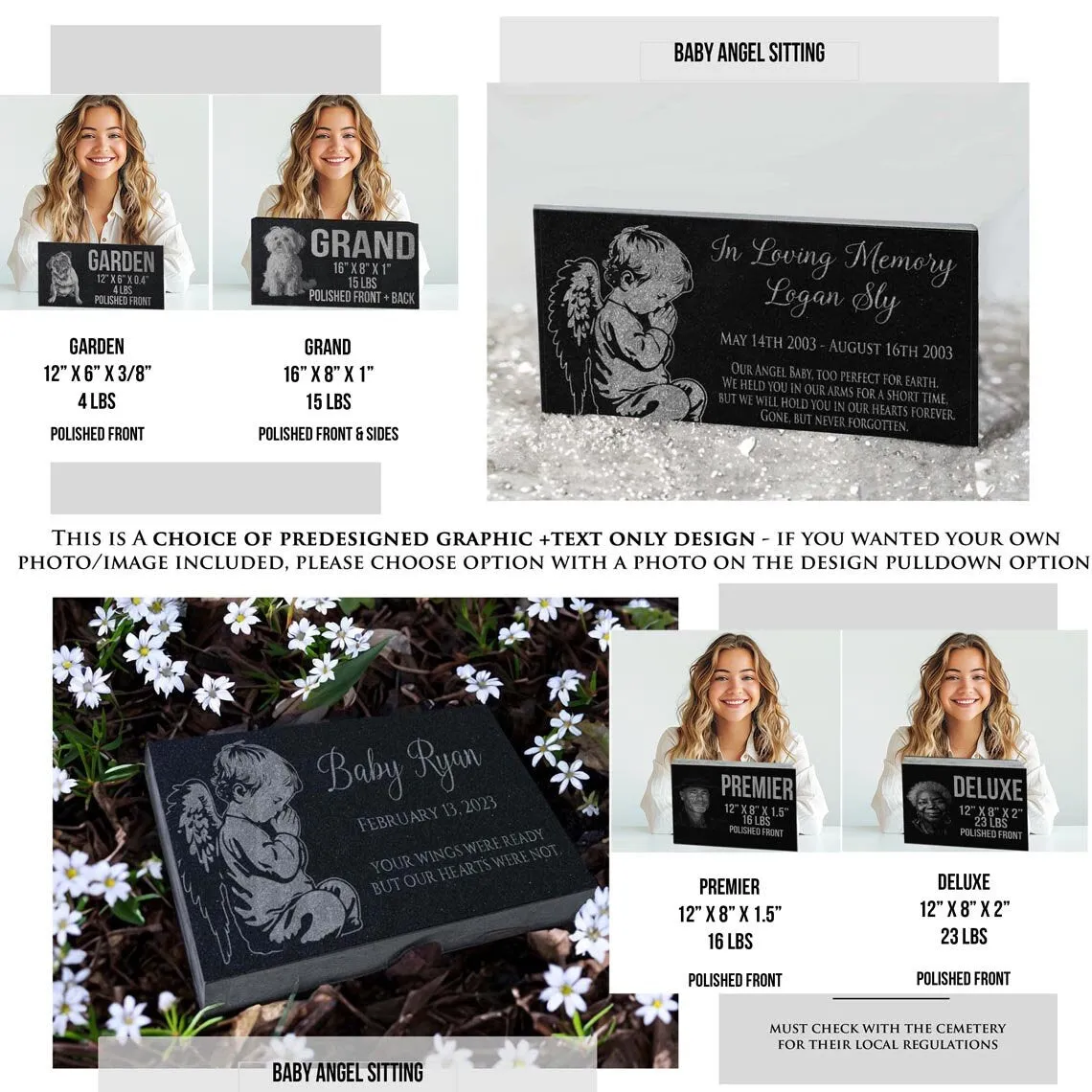 Granite Baby Headstone: Stillborn Pregnancy Loss Keepsake | Baby Footprints Memorial | Sympathy Gifts For Mom | In the Arms of Jesus