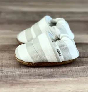 Grey & White Stripes Baby Moccasin