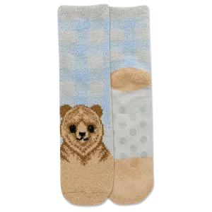 HOTSOX Women's Bear Cozy Non-Skid Short Crew Socks