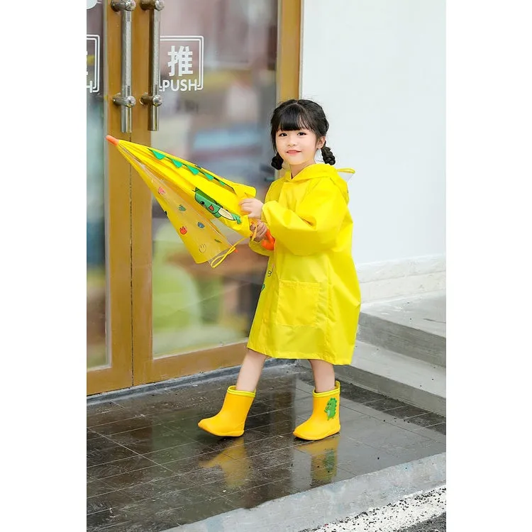 Kids Dinosaur Umbrella Rain boot Poncho Raincoat With Hood comes with Storage Bag for Boys and Girls