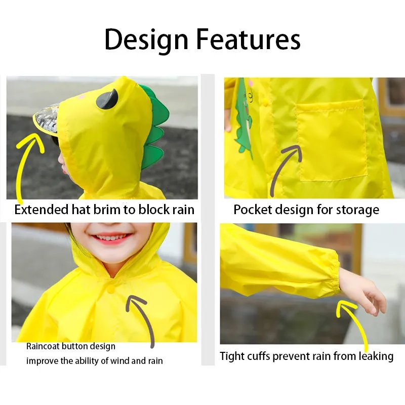 Kids Dinosaur Umbrella Rain boot Poncho Raincoat With Hood comes with Storage Bag for Boys and Girls