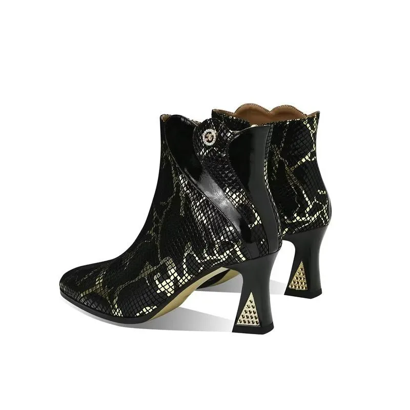 LeatherLux Chic Exotic Autumn Ankle Boots