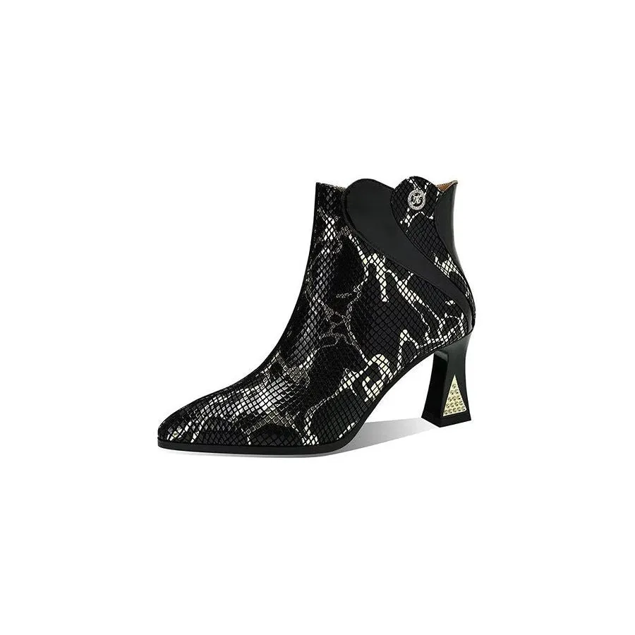 LeatherLux Chic Exotic Autumn Ankle Boots