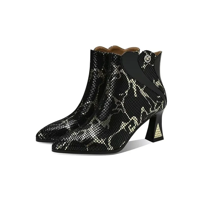 LeatherLux Chic Exotic Autumn Ankle Boots