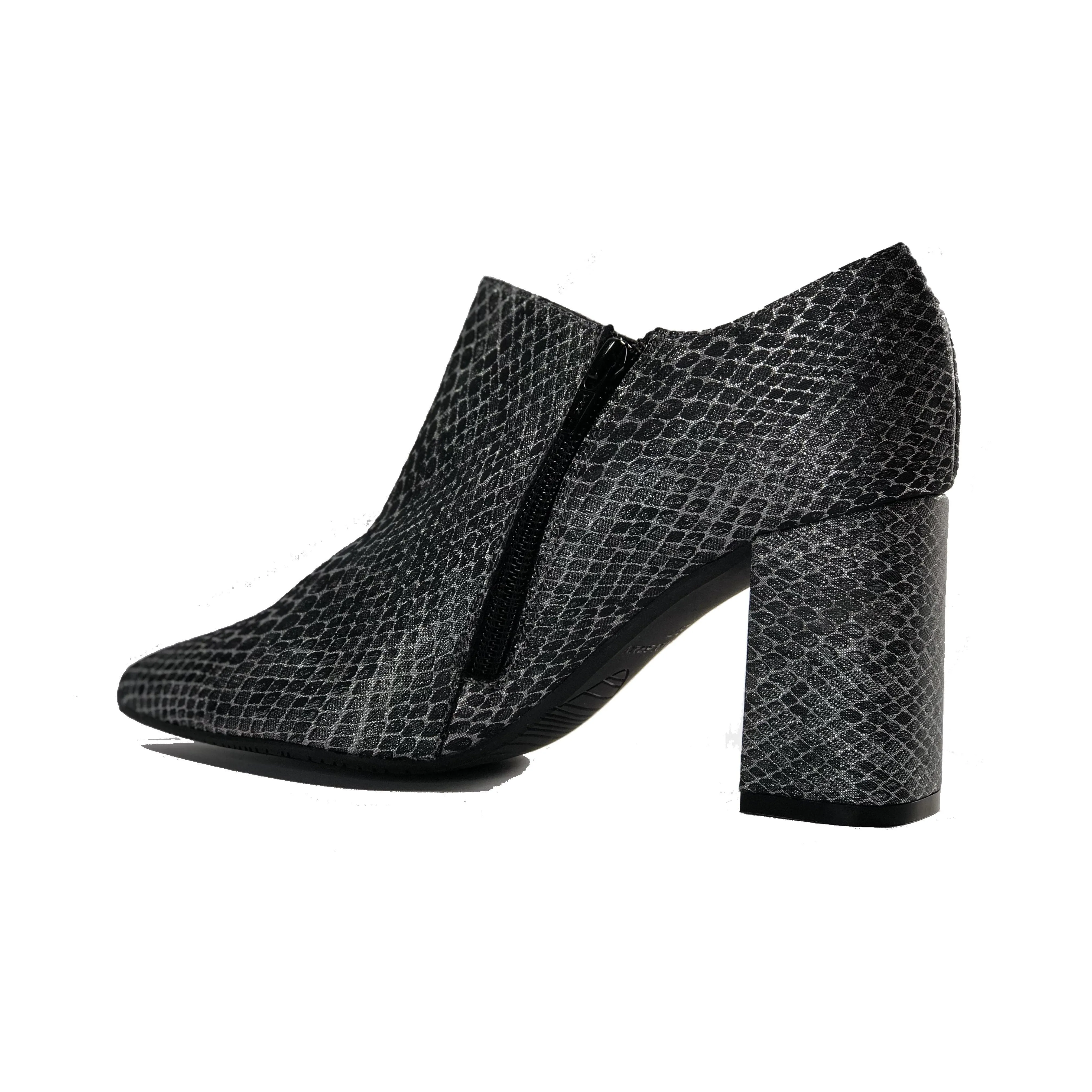 'Marnie' heeled bootie by Zette Shoes - charcoal snake