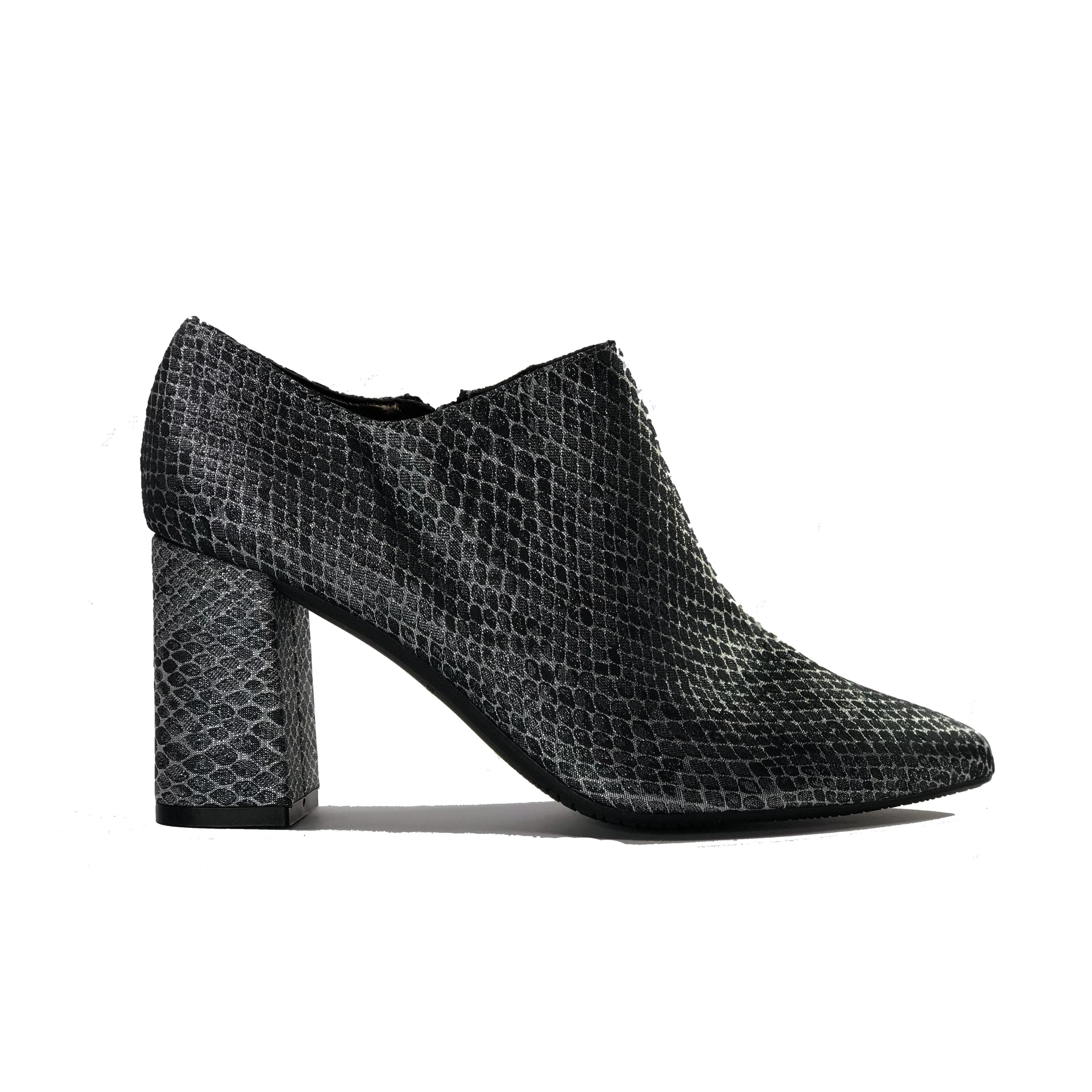 'Marnie' heeled bootie by Zette Shoes - charcoal snake