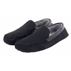 Mens Moccasin Slippers Luxury Microsuede Fur Lining Non-Slip