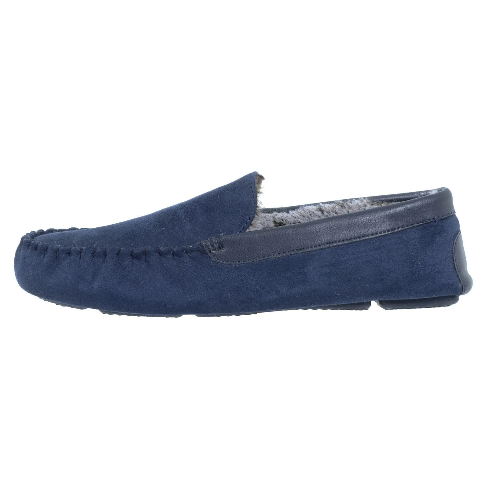 Mens Moccasin Slippers Luxury Microsuede Fur Lining Non-Slip