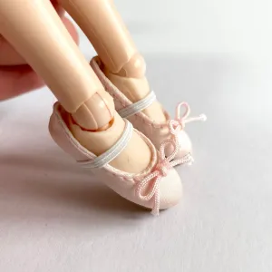 Miniature doll Ballerina shoes tiny pink Silk ballet slippers1/6 scale