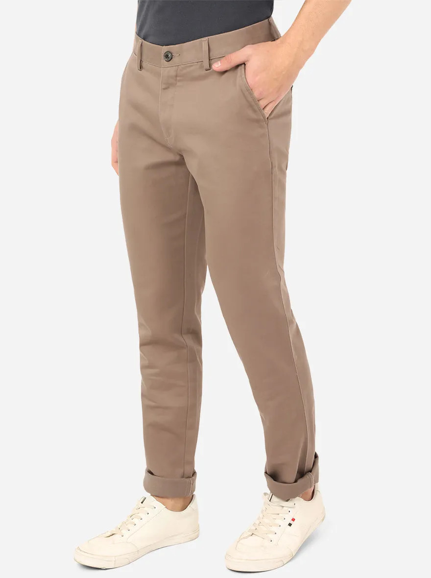 Mouse Brown Solid Uno Fit Casual Trouser | JadeBlue