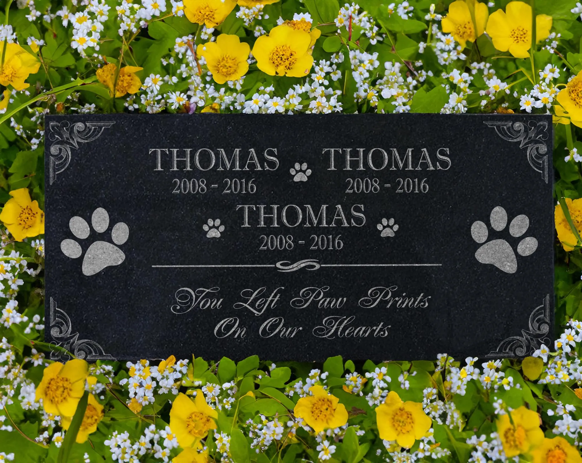 Personalized Pet Memorial Stone | Custom Grave Marker | Engraved Headstone for Cats & Dogs | Outdoor Animal Burial Monument | Pet Tombstone