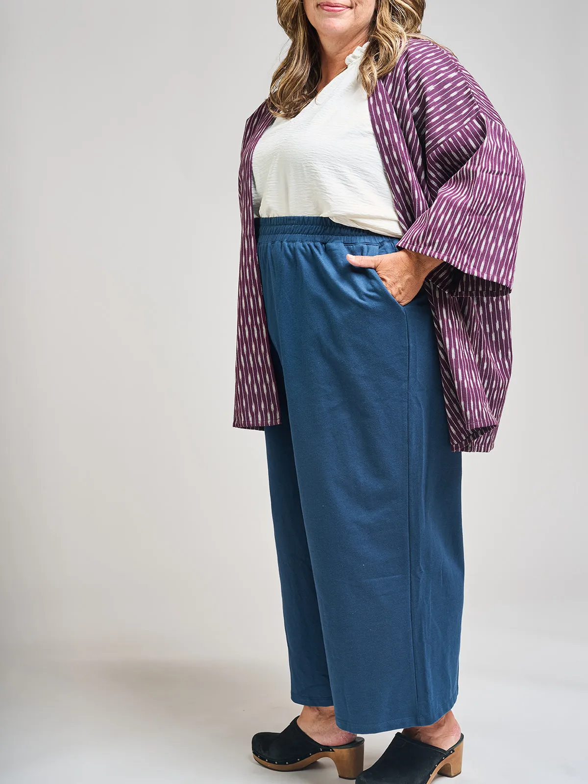 Relaxed Plus Size Jacket - Plum Ikat