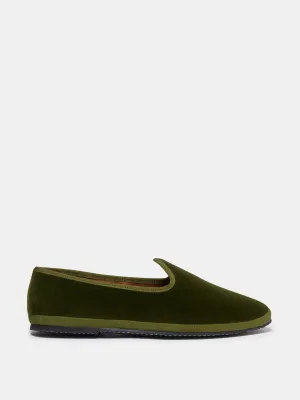 Soft Venetian Slipper / Olive Green Velvet