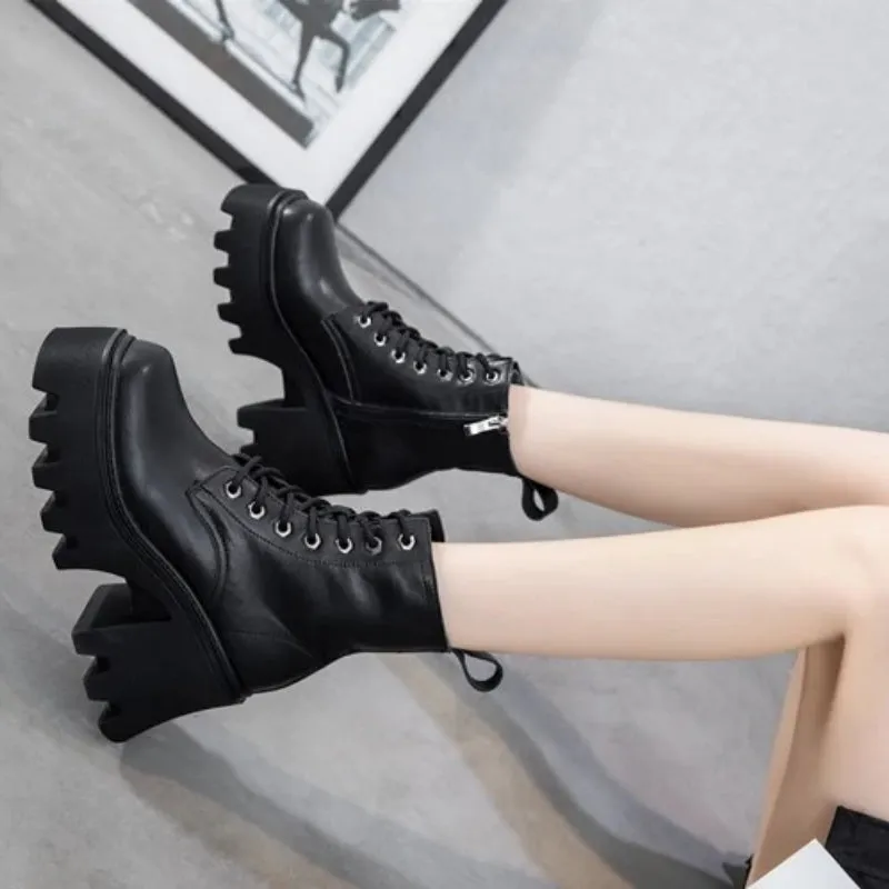 Trendy and Chic Platform Square Heel Ankle Boots for Women