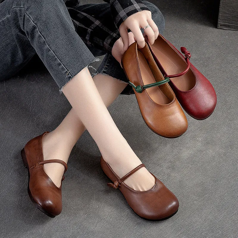 Women Retro Leather Soft Comfort Casual Flats