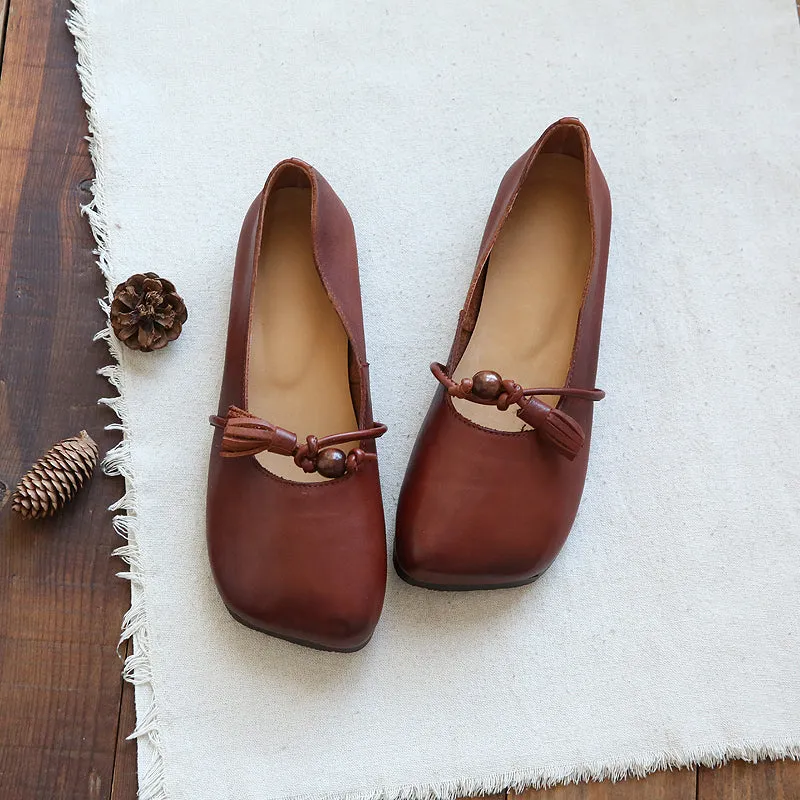 Women Retro Minimalist Leather Soft Flats