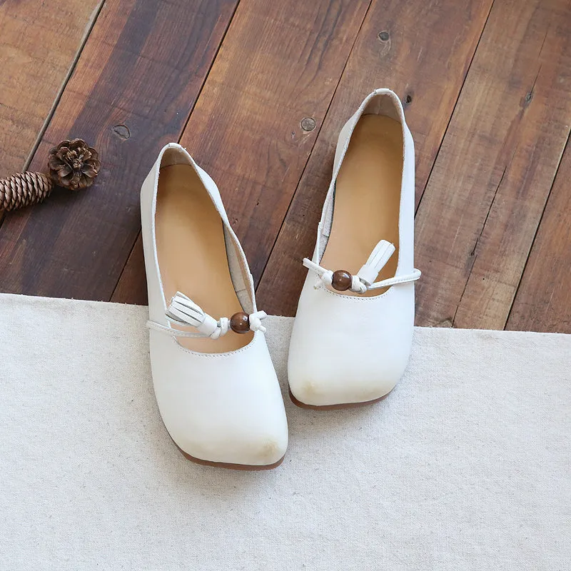 Women Retro Minimalist Leather Soft Flats