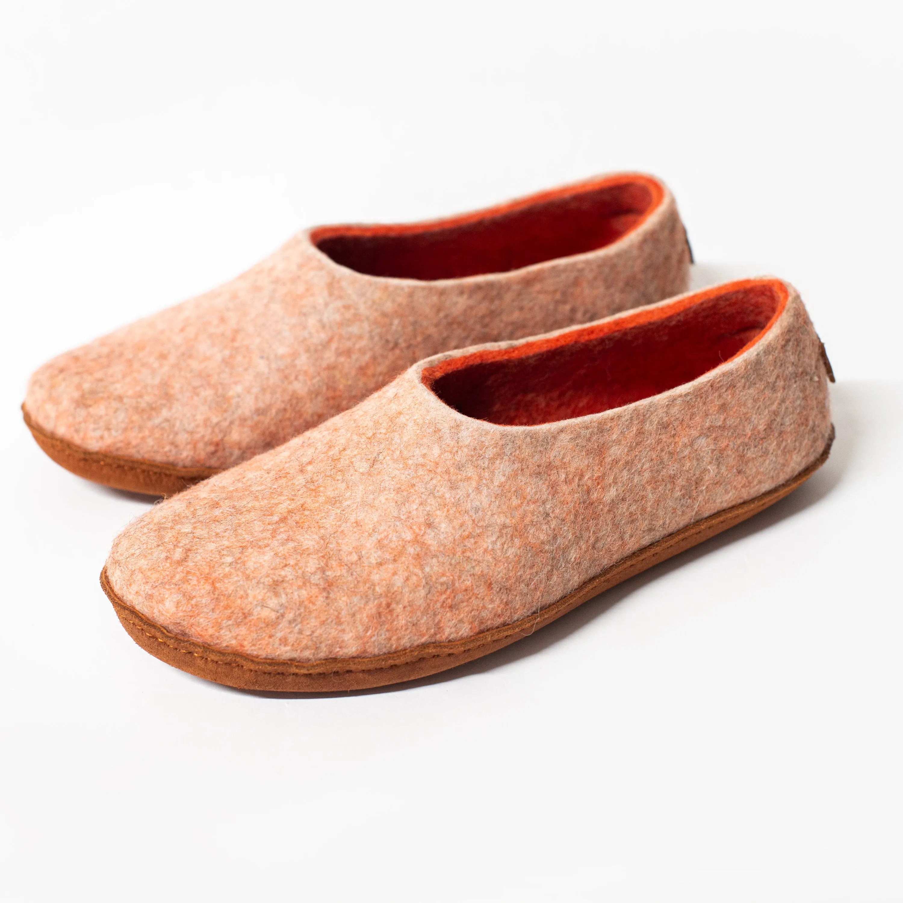 Women's Sheep & Alpaca Wool Slippers - Beige/Orange