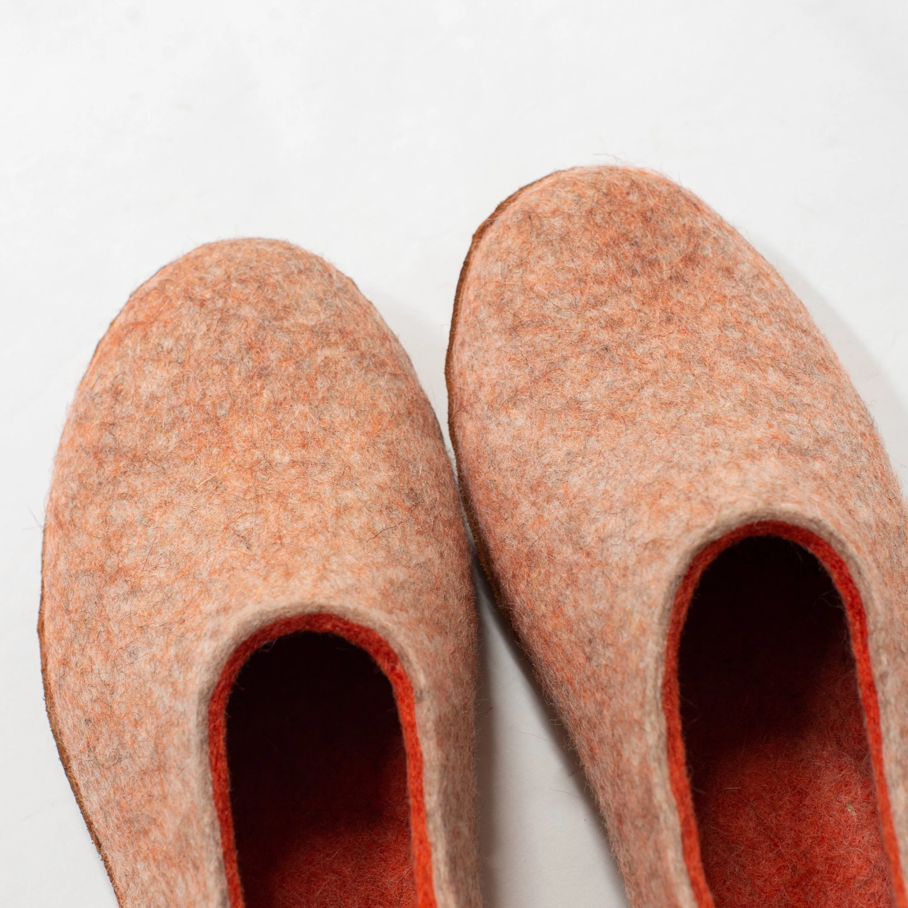 Women's Sheep & Alpaca Wool Slippers - Beige/Orange